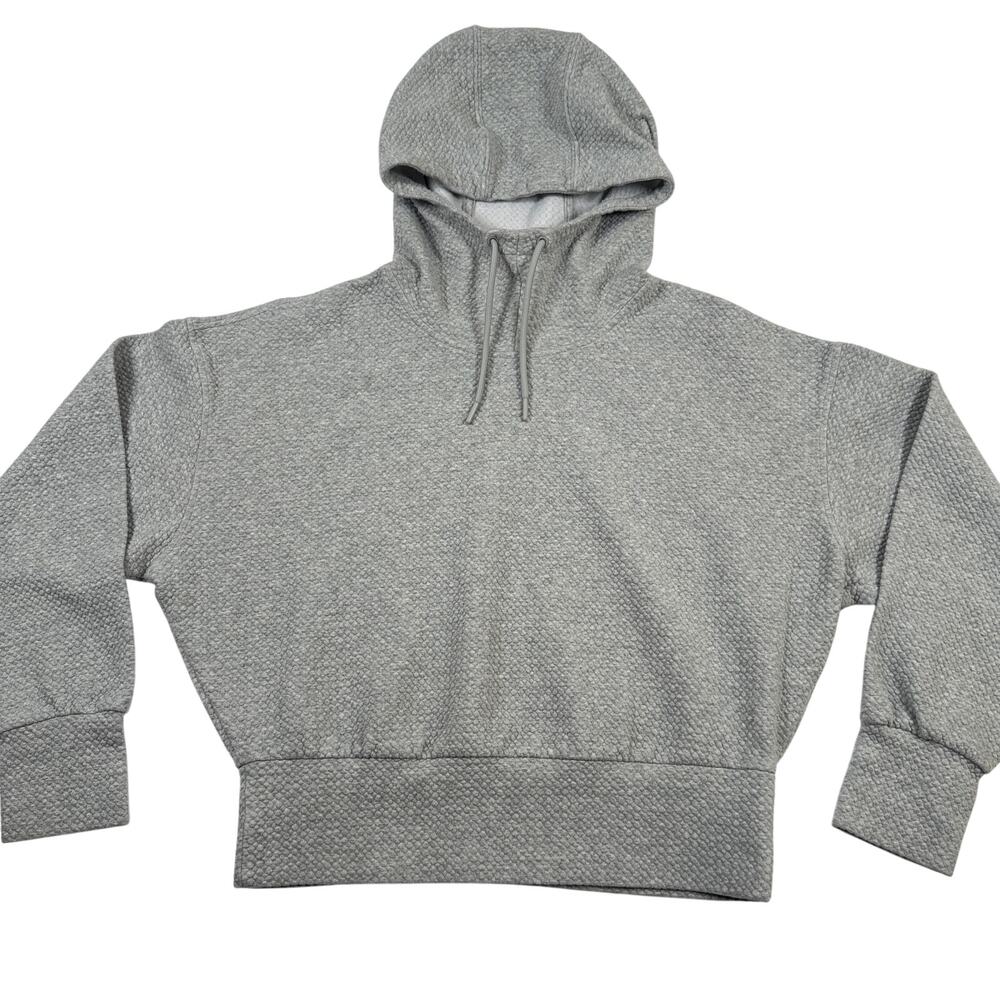 Old Navy Dynamic Hoodie Womens Large Gray Textured Fleece Pullover Thumbholes